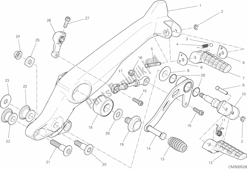 Toutes les pièces pour le Repose-pieds, Gauche du Ducati Scrambler Full Throttle USA 803 2019